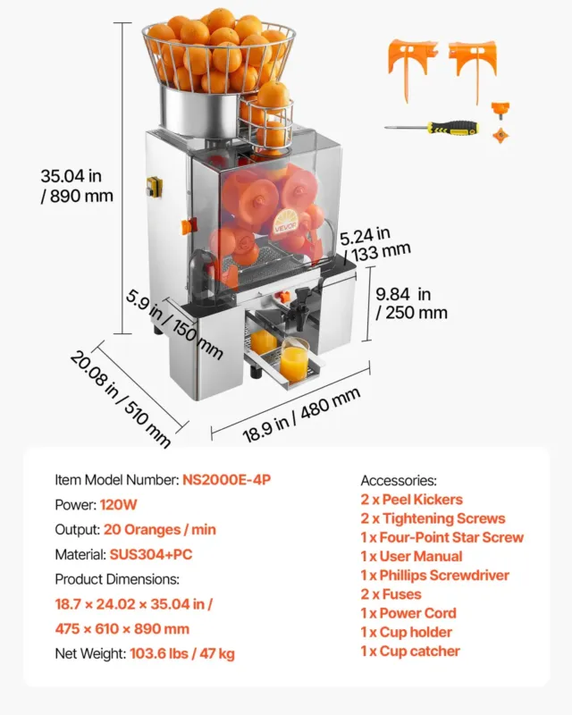 Apelsinipress 120 W, segistiga, NS2000E-4P