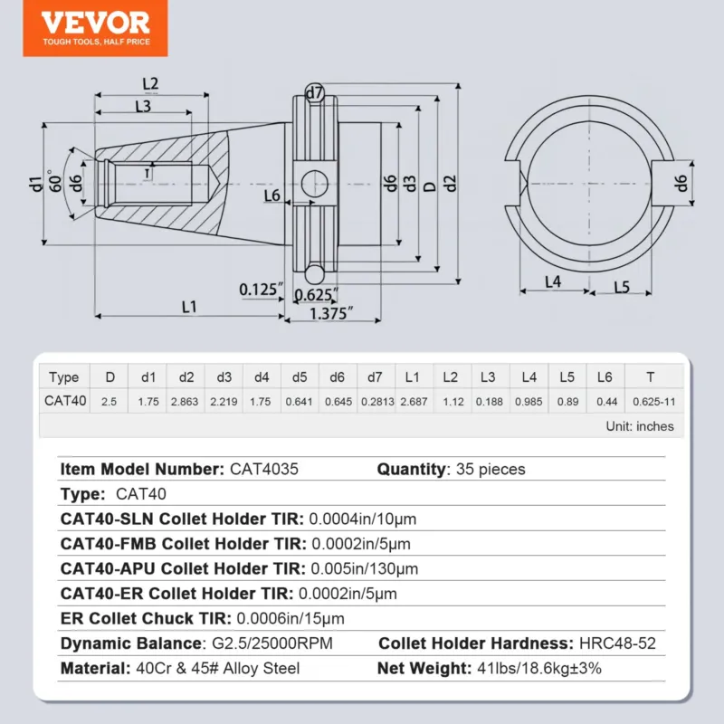 CAT40 padrunihoidiku ER 16/32 padrunikomplekt