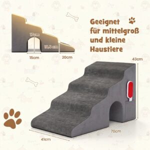 Lemmikloomatrepp koerale, 4 astet, 43 cm, pestav kate, hall — pilt 3