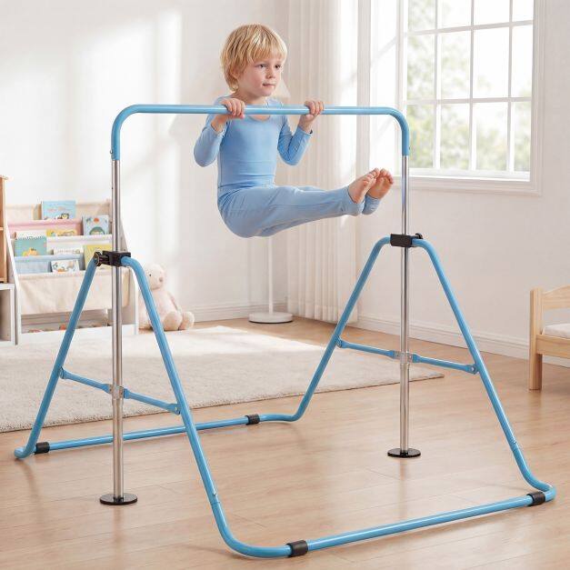Laste võimlemiskang, kokkupandav, reguleeritav kõrgus 90–130 cm, sinine