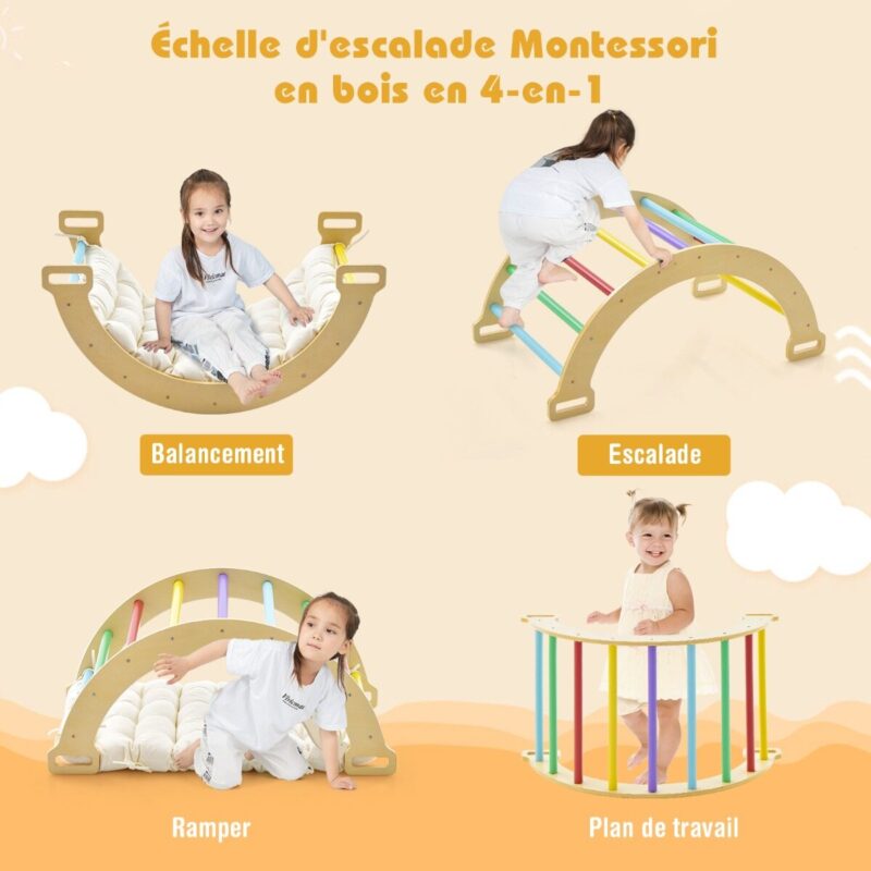 Puidust ronimiskaar pehme padjaga, kiik ja ronila 2-ühes