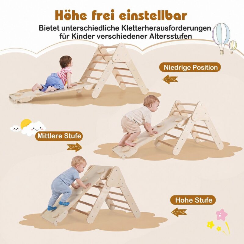Montessori ronimiskomplekt 3-ühes: kolmnurk, kaar ja kaldtee