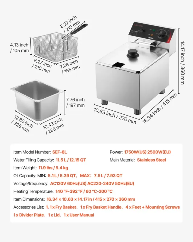 Elektriline fritüür 7,5 L, 2500 W