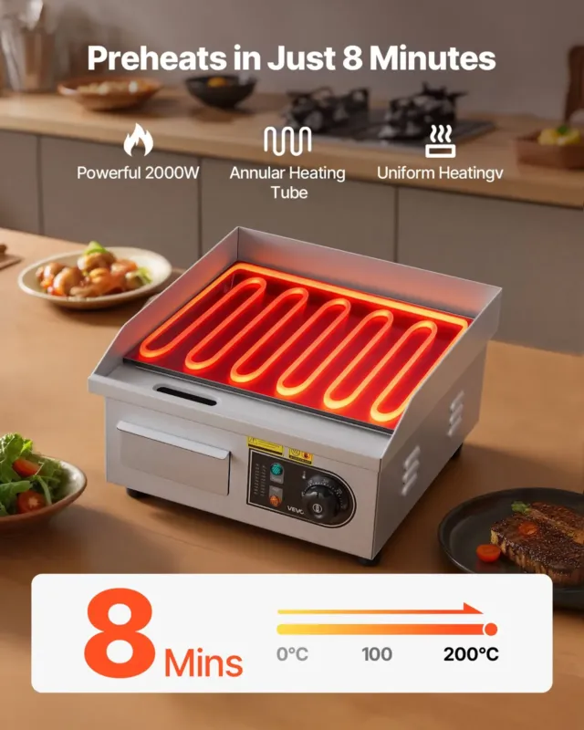 Elektriline grillplaat 355 x 300 mm, 2000 W