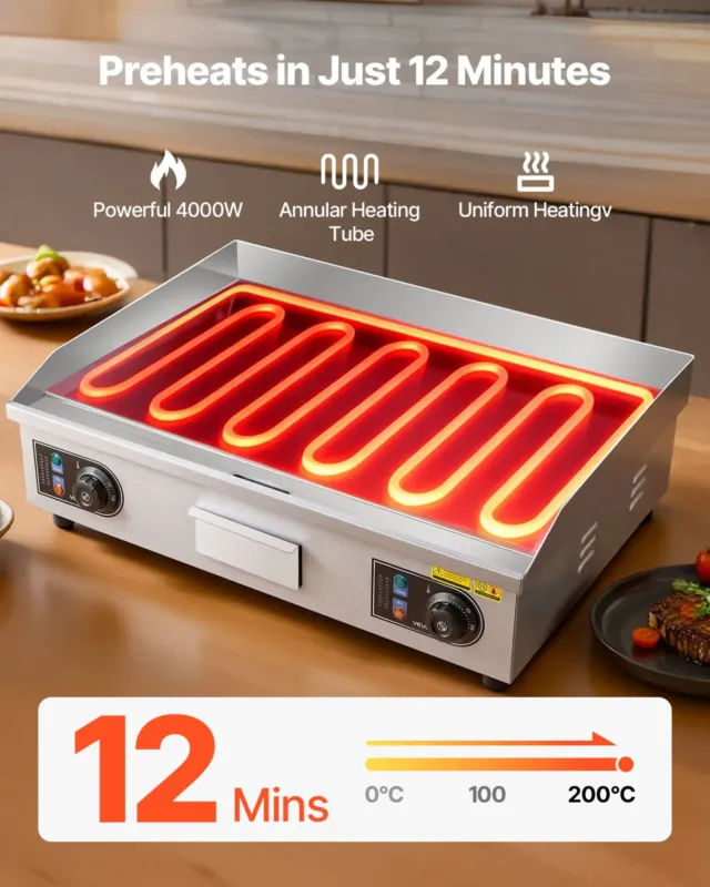 Elektriline grillplaat 655 x 400 mm, 4000 W