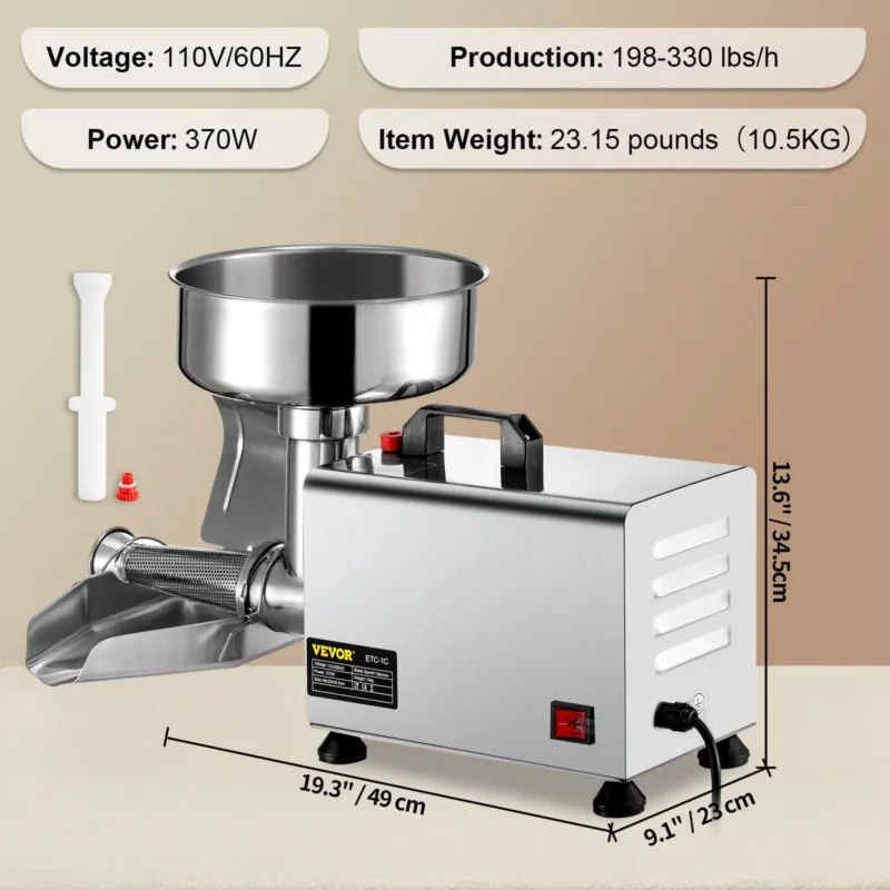 Elektriline tomatisõel 370 W, 160 kg