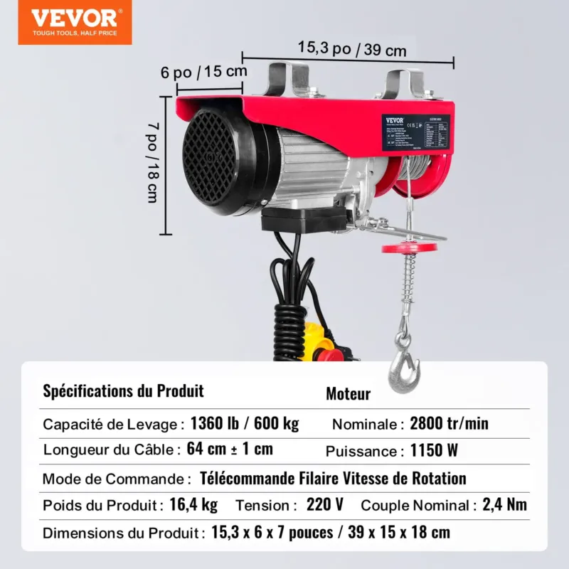 Elektriline tõstuk, 598,7 kg, 1150 W