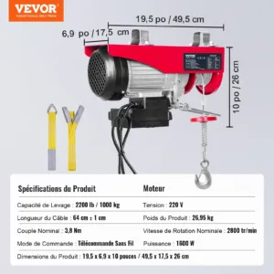 Elektriline tõstuk 998 kg elektriline vints tross 1600W 220V — pilt 7
