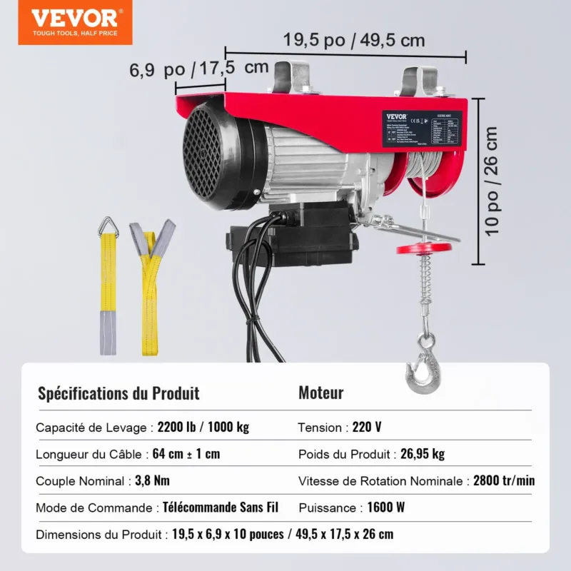 Elektriline tõstuk 998 kg elektriline vints tross 1600W 220V