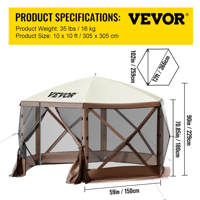Gazebo ekraaniga telk, 3,05 x 3,05 m, 16 kg
