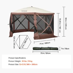 Gazebo ekraaniga telk, 3,66 x 3,66 m, 16 kg — pilt 7