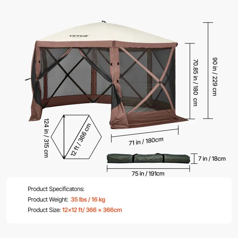 Gazebo ekraaniga telk, 3,66 x 3,66 m, 16 kg