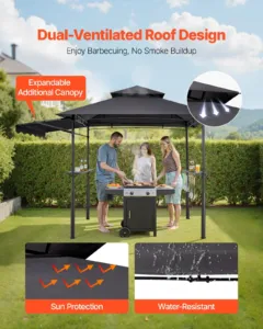 Grillvarikatus, 2,43 x 1,5 m, 2430 x 1500 x 2500 mm — pilt 3