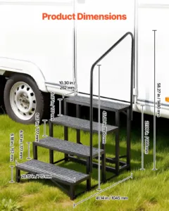 Haagissuvila trepp käsipuuga, 300 kg, 715 x 1045 x 1480 mm — pilt 3