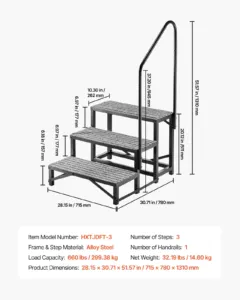 Haagissuvila trepp käsipuuga, 300 kg, 715 x 780 x 1310 mm — pilt 7