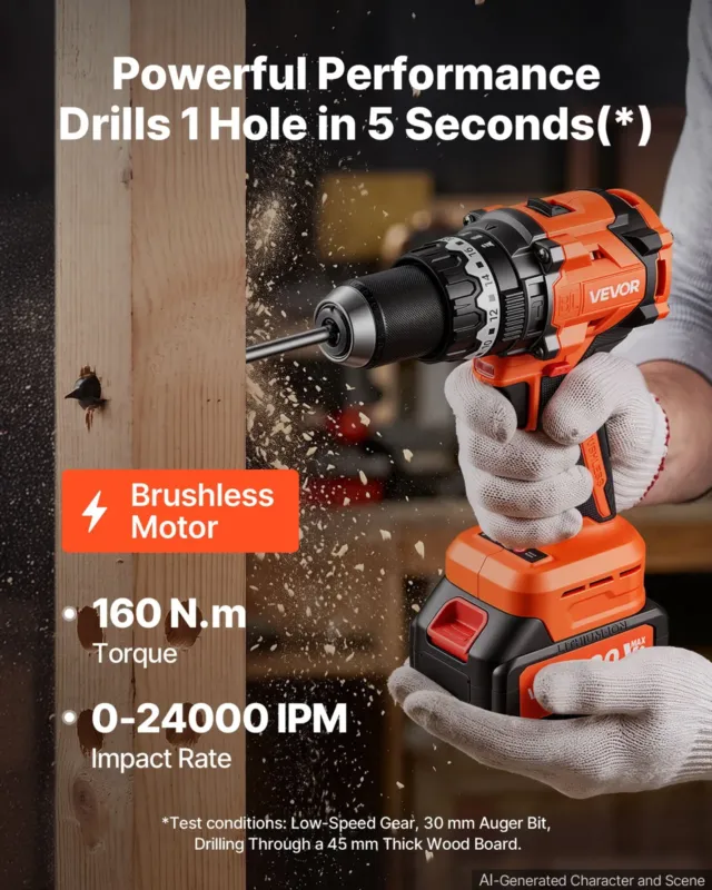 haamriga puur 20V 1/2 tolli 24000 IPM harjadeta akuga lööktrelli