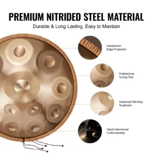 Handpan Drum 55,9 cm 12 nooti D-moll käsitrumm nuiaga — pilt 4