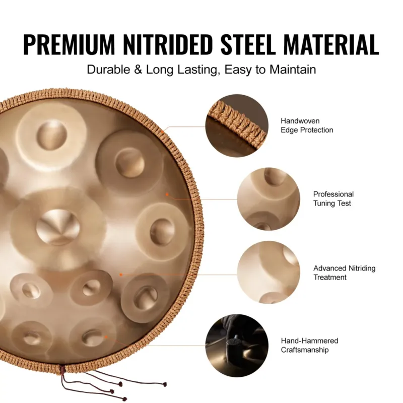 Handpan Drum 55,9 cm 12 nooti D-moll käsitrumm nuiaga