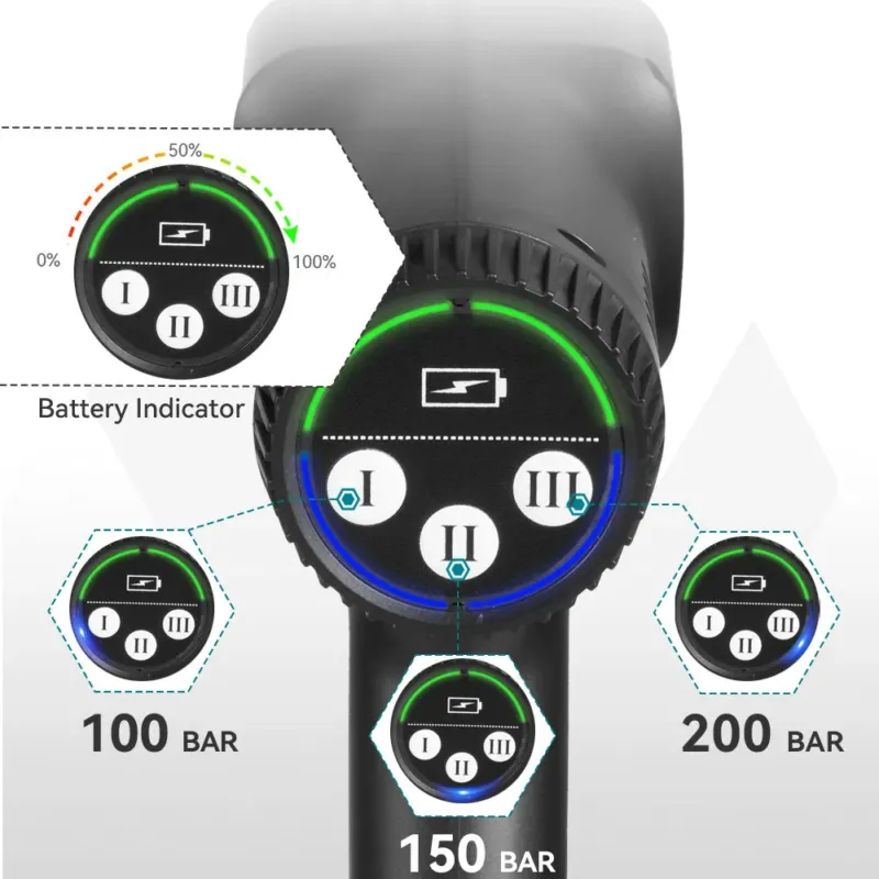 Harjadeta survepesur, 3500 W, 200 bar, must, 2 akut ja laadija