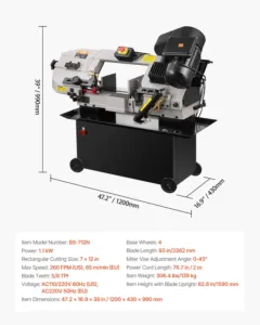 Horisontaalne metallilintsaag, 178 x 305 mm, 1,1 kW — pilt 7