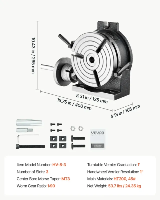 Horisontaalne vertikaalne pöördlaud 200 mm täppisfreespöörlaud