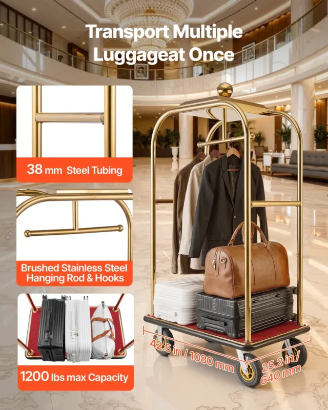 Hotelli pagasikäru, 544,31 kg, 203 mm