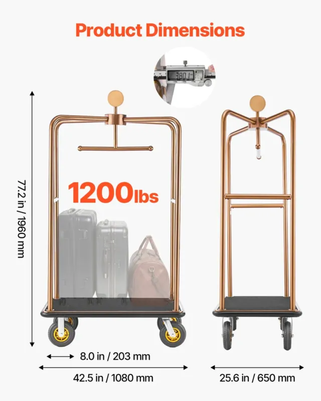Hotelli pagasikäru, 544,31 kg, 203 mm