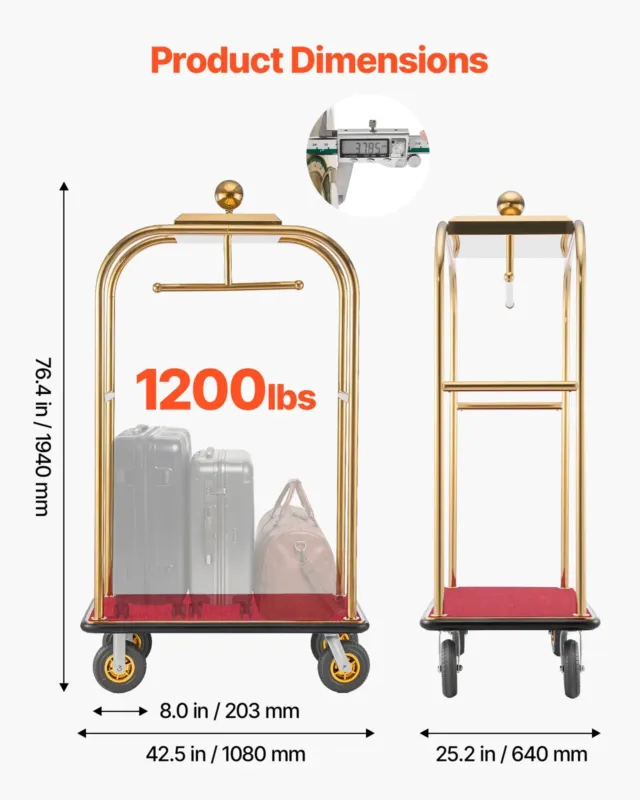 Hotelli pagasikäru, 544,31 kg, 203 mm