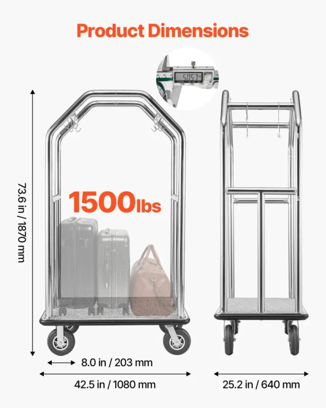 Hotelli pagasikäru, 680,39 kg, 203 mm