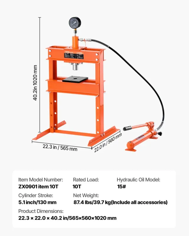 Hüdrauliline töökojapress, 383 mm, 39,7 kg