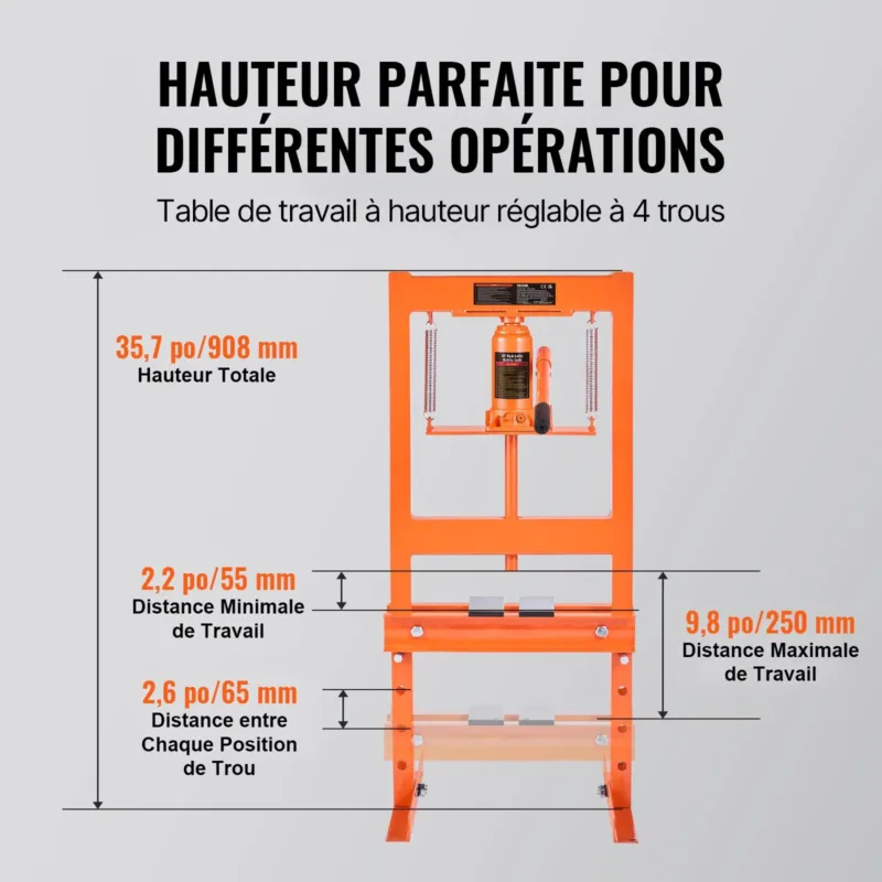 Hüdrauliline töökojapress 6 tonni pressplaatidega H-raamiga, 2,54 mm, 22 kg