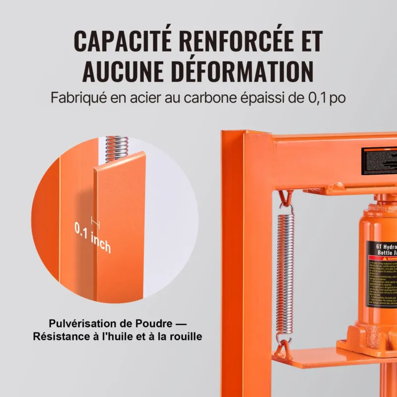 Hüdrauliline töökojapress 6 tonni pressplaatidega H-raamiga, 2,54 mm, 22 kg