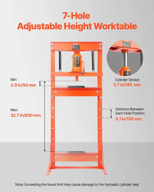 Hüdrauliline töökojapress, 830 mm, 69,25 kg