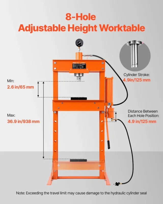 Hüdrauliline töökojapress, 938 mm, 113,25 kg