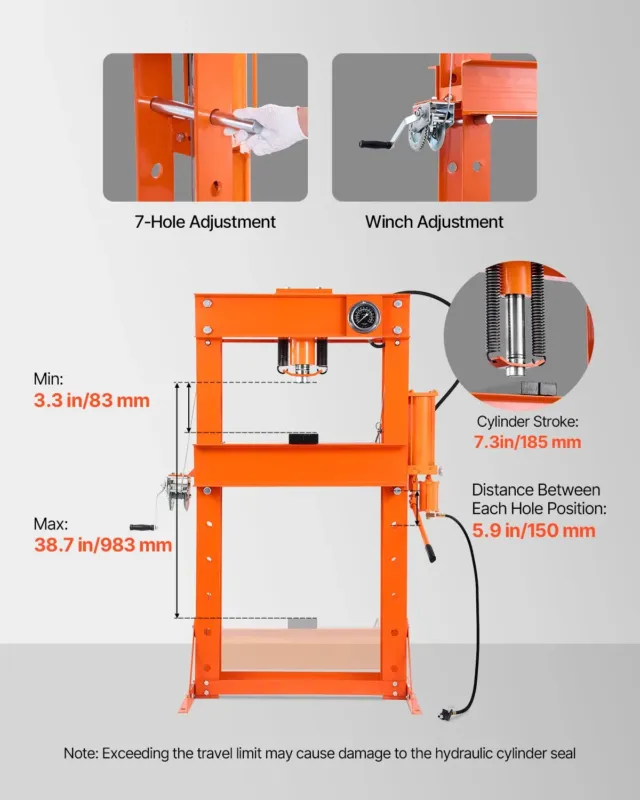 Hüdrauliline töökojapress, 983 mm, 215 kg