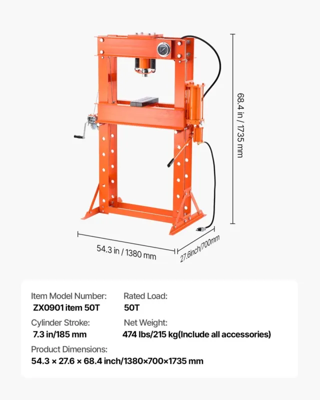 Hüdrauliline töökojapress, 983 mm, 215 kg