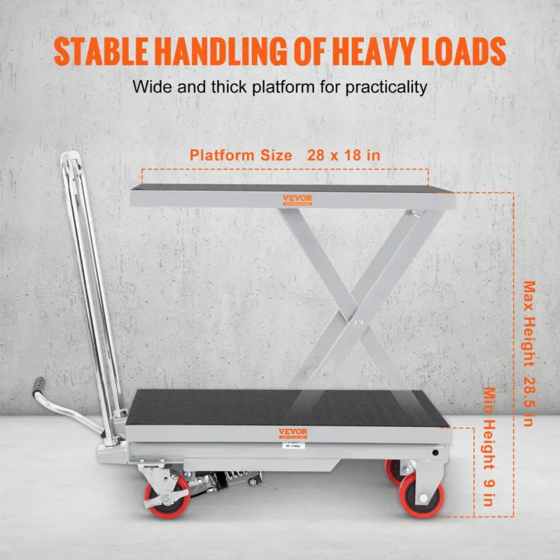 Hüdrauliline tõstelaua käru, 227 kg, 72,4 cm