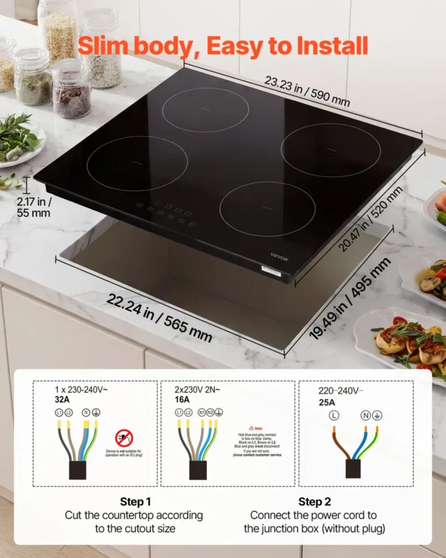 Induktsioonpliit 60 cm, 4 põletiga, 7000 W