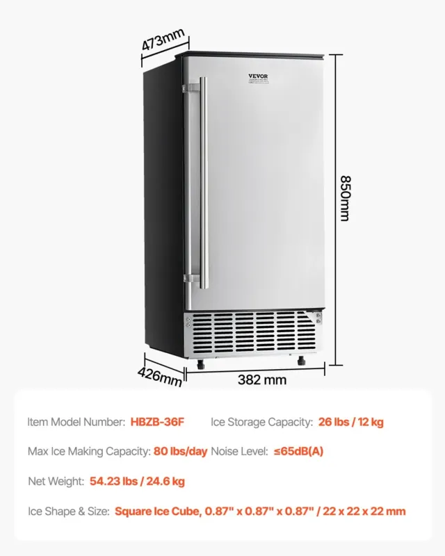 Integreeritav jäämasin 36 kg/päevas, roostevaba teras