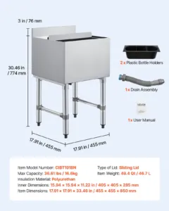 Jääkast ärikasutuseks, 46,7 L, 455 x 455 x 850 mm — pilt 7