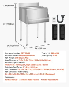 Jääkast ärikasutuseks, 61,6 L, 61,0 x 61,5 x 94,0 cm — pilt 7