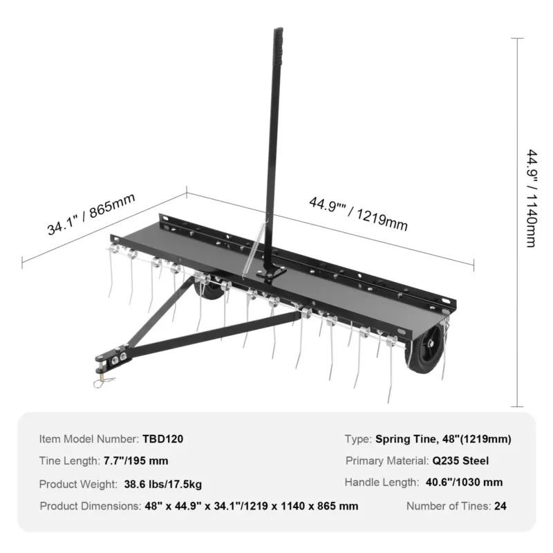 Järelveetav murureha, 122 cm, 31,8 kg