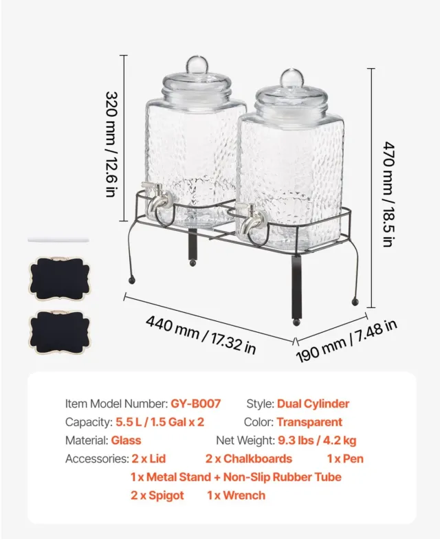 Joogidosaator 2 tk, 5,5 L
