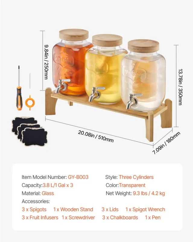 Joogidosaator 3 tk, 3,8 L