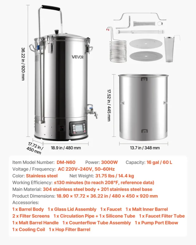 Käärituspott 60 L, 3000 W