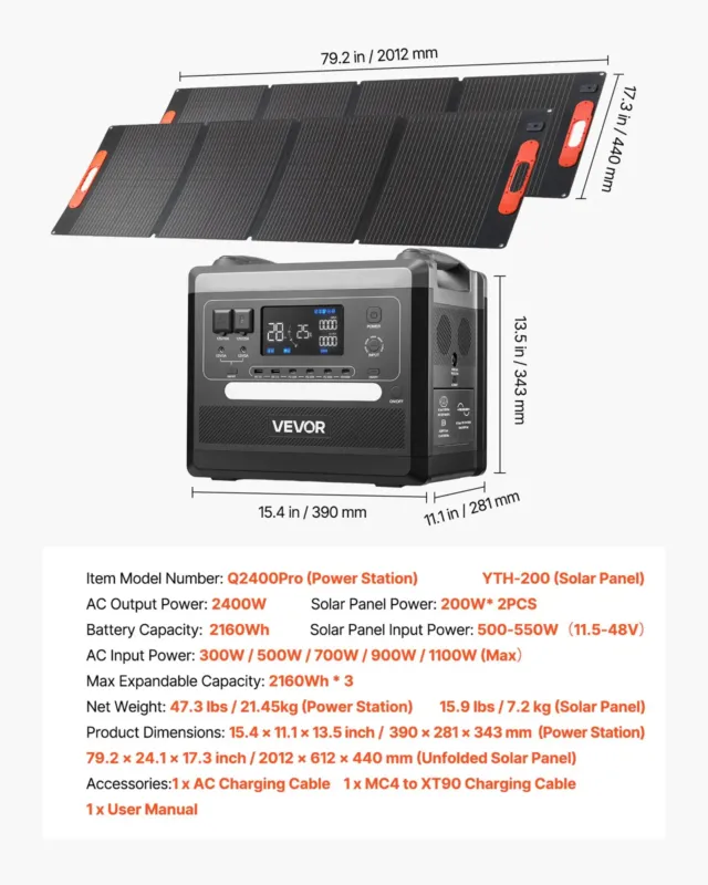 Kaasaskantav elektrijaam, 2400 W, 2 tk