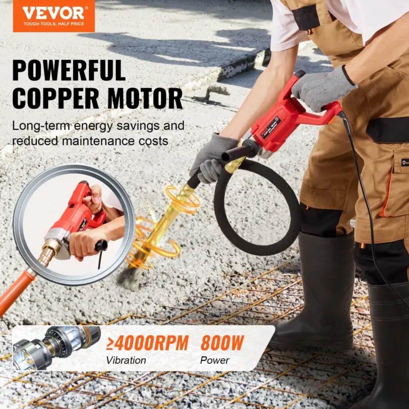 Käeshoitav betoonvibraator, 800 W, 1,5 m