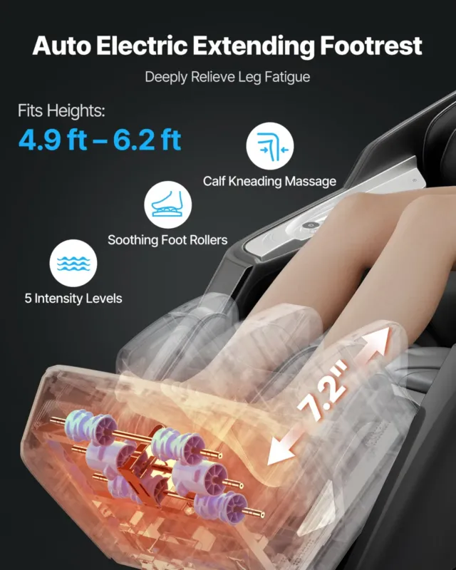 Kahetuumaline 4D+3D täismassaažitool pikendatud SL-rajaga