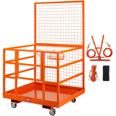 Kahveltõstuki turvapuuri tööplatvorm 109 x 114,3 cm 635 kg ratastega