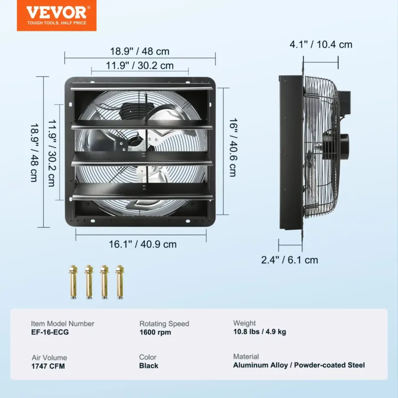 Katiku väljatõmbeventilaator, 406 mm, 70 W